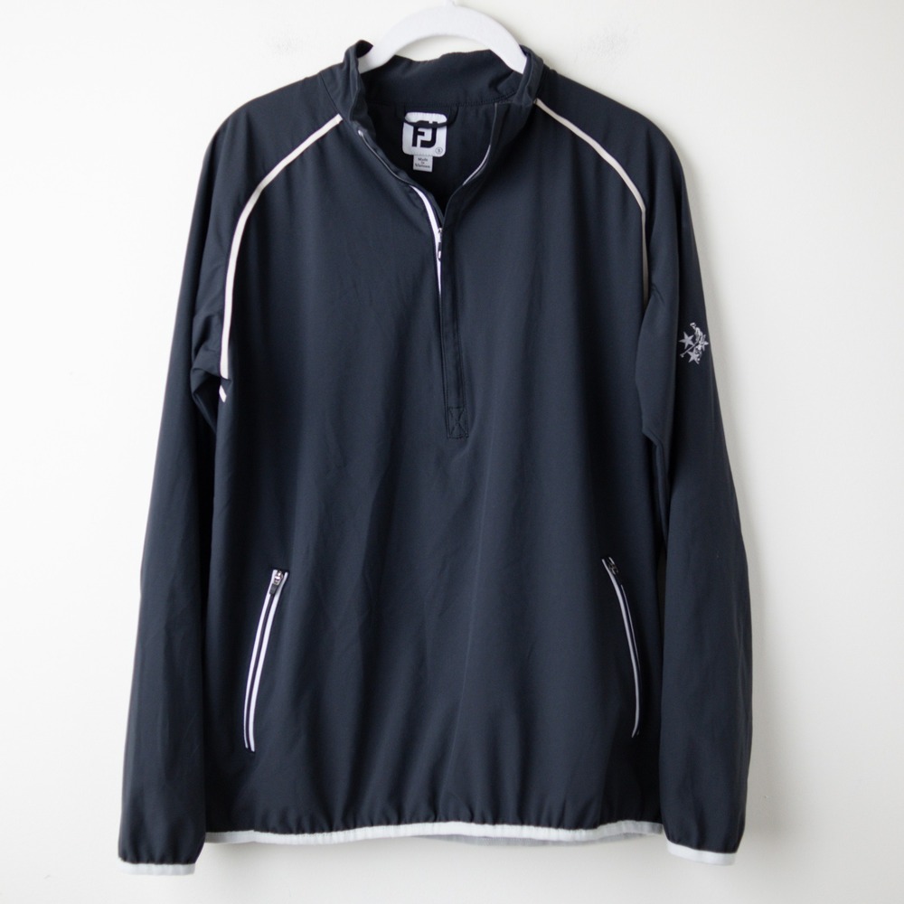Footjoy Half Zip Woven Golf Wind Jacket Womens Small Black Rain Performace 33772 - Picture 1 of 9